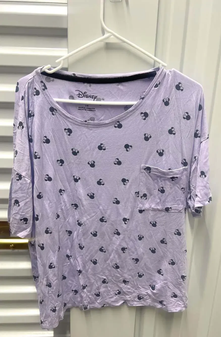 Disney Women's Minnie Mouse Purple 2-Piece Pajama Shorts Set with Pockets